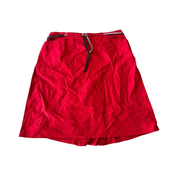 Red A-Line Skirt By Moda International With Black Tie Detail & Zipper Closure - Picture 1 of 6